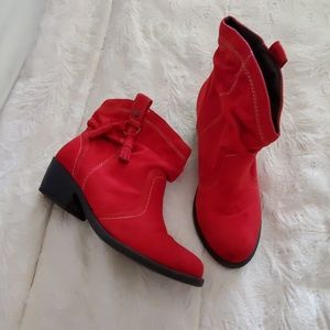 Red ankle booties